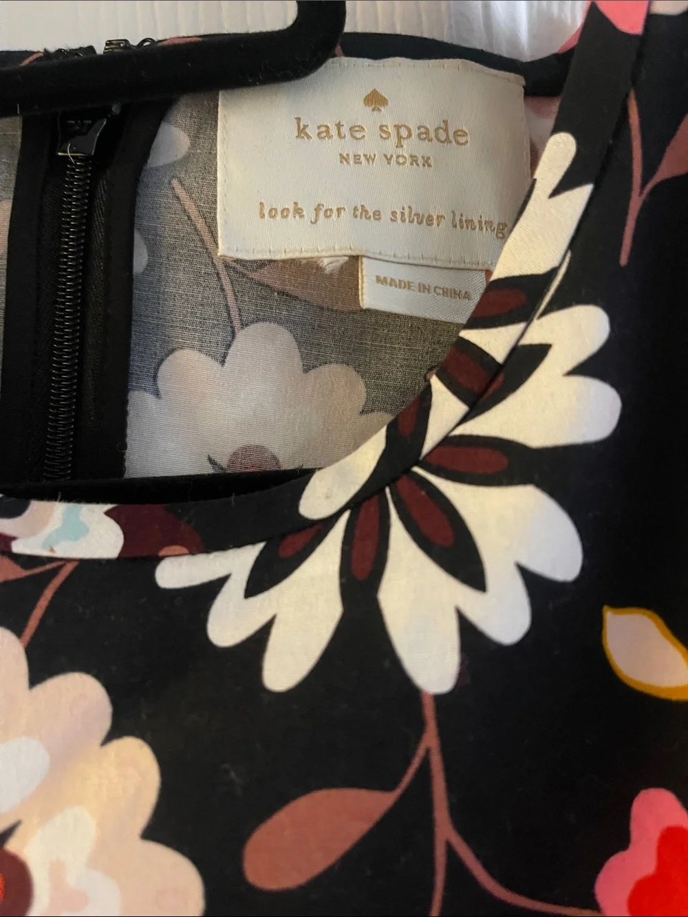 Kate Spade Black Floral Fit-and-Flare Dress with Pink & Red Flowers